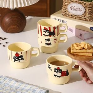 Factory Direct Sale Stackable Eco-friendly Food Safe <b>Ceramic</b> <b>Mug</b> Bulk Black White Dog Pattern Puppy Themed <b>Mug</b> Set Dishwasher - Product Image 2