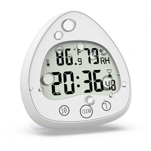 Bán hàng nóng kỹ thuật số Đồng hồ nhiệt độ độ ẩm cốc hút đếm ngược phòng tắm đồng hồ treo tường Dusche uhr wasserdicht - Product Image 1