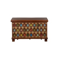 Buffet en bois de manguier artisanal avec mosaïque de verre multicolore |   Console de rangement moderne avec tiroirs |   Décoration de salon
