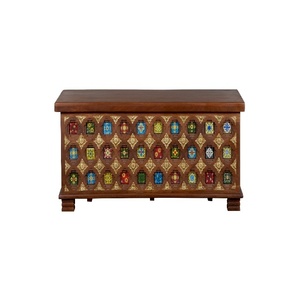 Handcrafted Wooden Sideboard <b>Cabinet</b> with Multicolor Glass Mosaic | Vintage <b>Storage</b> Console | Decorative Living <b>Room</b> Furniture - Product Image 2