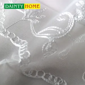 Wholesale High Quality Embroidery Cheap Sheer Curtains Custom European Flowers Fabric Embroidery Lace Curtain