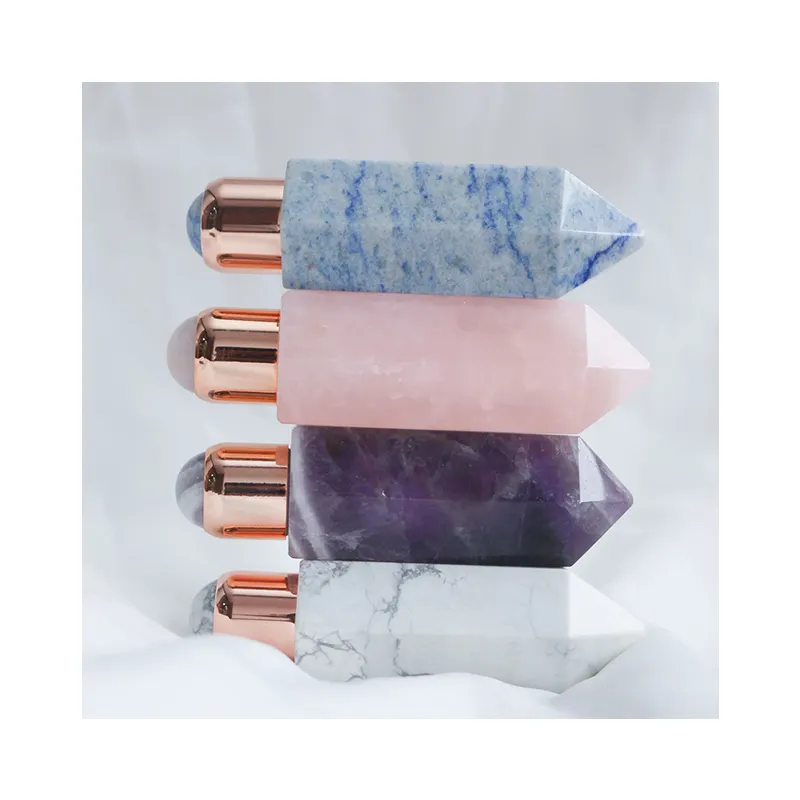 New Arrival 10ml Natural Gemstone Rose Quartz Amethyst Crystal Roller Bottle