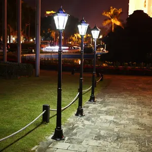 Lámpara LED de poste supergrande para jardín, Patio con 2 modos de trabajo, Sensor de movimiento de vidrio de aleación de aluminio, luz Solar de calle, 19 LED