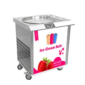 Đá lạnh nhanh chóng đóng băng pan ice cream maker với đôi phẳng chảo