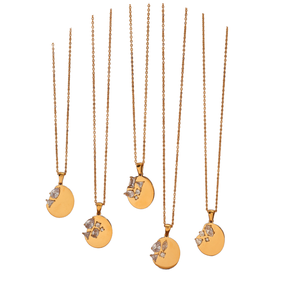 Kalung Wanita Liontin Gaya Trendi <span class=keywords><strong>2026</strong></span>, Zirkon Cermin Oval Poles Tidak Beraturan, Baja Anti Karat 18K - Product Image 3