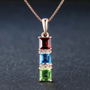 Collier pendentif bloc arc-en-ciel pour femmes, bijoux colorés à la mode, cadeau à porter au quotidien - Product Image 2