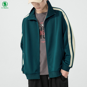 Özel Vintage erkek fermuar mont rahat düz renk spor ince kargo ceket spor eşofman erkekler için - Product Image 2