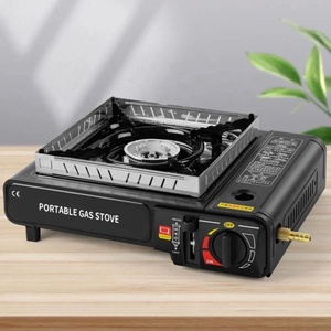 Réchaud à gaz butane pliable portable à brûleur unique avec dispositif de sécurité de flamme en acier inoxydable Noir pour le camping en plein air Grill <span class=keywords><strong>BBQ</strong></span> - Product Image 1