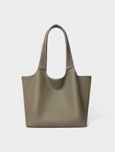 Genuine Leather Tote Bag Pebbled Texture Solid Color Minimalist Style Open Top Daily Use Women's Shoulder <b>Handbag</b> - Product Image 1