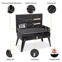 Ensemble de barbecue portable d'extérieur facilement assemblable, barbecue au propane avec outils, barbecue pliable portable pour le camping et les pique-niques