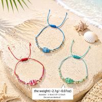 Bracelet extensible fait main en perles de verre et perles de rocaille colorées, motif poisson, pour femme, bijou de plage tropical délicat