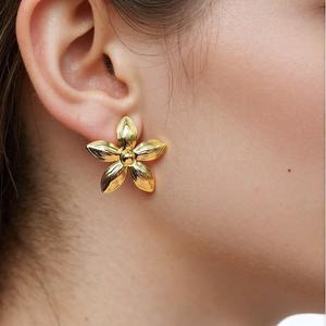 Floral Series <b>Titanium</b> Steel <b>Stud</b> Earrings For Women 18k Gold Sunflower Stainless Steel Colorfast Gift Jewelry - Product Image 3