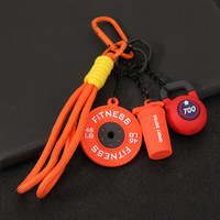 Porte-clés en PVC pour équipement de fitness, breloque de sac en corde tressée, haltère, kettlebell, porte-bouteille d'eau, anneau de clé, décoration de sac à dos, cadeau