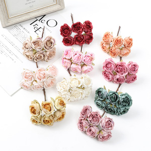 Ramo de Flores Artificiales de Seda Realista, 6 Tallos, Hecho a Mano, Lavable, Impermeable, Estilo Clásico - Boda, Día de San Valentín - Product Image 2
