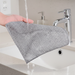 Chiffon de nettoyage réutilisable en microfibre de polyamide écologique, carré, argenté, <span class=keywords><strong>lavable</strong></span>, de qualité supérieure, pour l'entretien quotidien de la cuisine domestique - Product Image 1