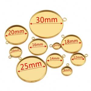 6-30mm couleur or en acier inoxydable Cabochon Base pendentif paramètres plateau vierge pour camée fabrication de bijoux composants bricolage - Product Image 5