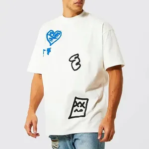 Decheng Oem 사용자 정의 2023 Dtg 300 Gsm 코튼 티셔츠 헤비급 크롭 티셔츠 남성 만화 그래픽 티셔츠