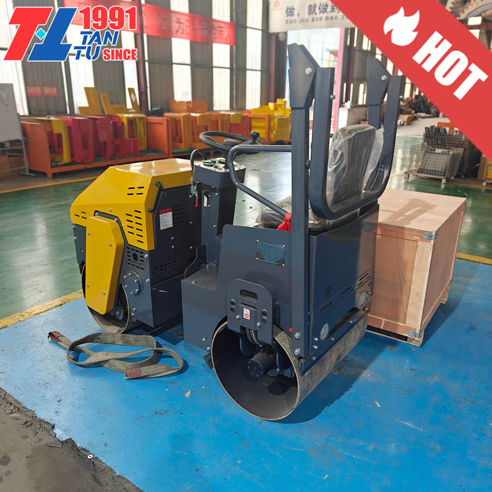 Plastic Compactor Machine 2 Ton Double Drum Roller Diesel Engine High ...
