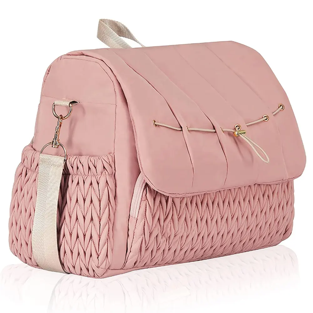 LOGO Custom multifunctional new diaper bag backpack pink washable cloth baby diaper bags wet for women sale