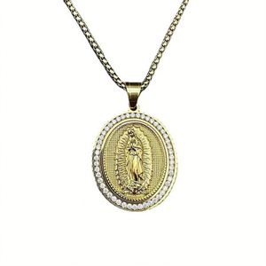 สร้อยคอจี้รูปวงรีประดับเพชรซิร์คอนลายศาสนาฮิปฮอป - Product Image 1