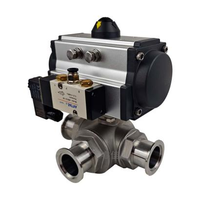 Vanne à boisseau sphérique pneumatique à trois voies REJIA, à bride, en acier inoxydable SS304/316L, pour applications pharmaceutiques et chimiques, ODM/OEM, vente directe usine