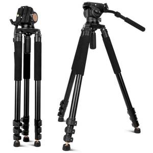 Trépied professionnel pour caméra vidéo DSLR Q680 75'' en aluminium, capacité de charge de 18 kg avec tête fluide - Product Image 3