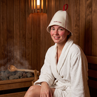 Chapeau de sauna en feutre de laine, forme cloche, avec boucle de suspension en feutre, logo personnalisé brodé, chapeau de banya russe pour spa et sauna