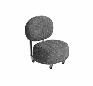 Tabouret Liuli, Tabouret à roulettes universel, Tabouret haut de gamme pour salon, Chaise à dossier pour la maison, Tabouret mobile à roulettes - Product Image 3