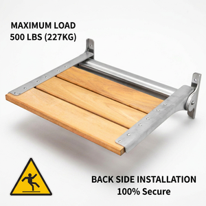 Wood Teak <b>Shower</b> Seat Wall Mounted Foldable Slatted Bathroom Accessory - Product Image 5