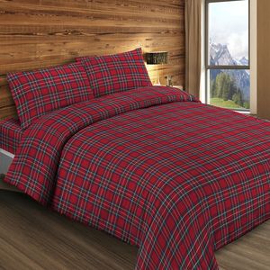Juego de Funda de Edredón 100% Algodón, Diseño Kilt, Cama Individual Italiana 200x200cm - Product Image 1