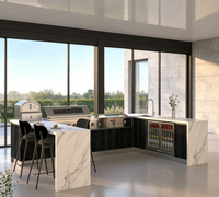 Cuisine extérieure avec table de bar intégrée, barbecue et espace repas, station modulaire résistante aux intempéries pour les loisirs en plein air