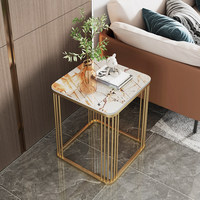 Table d'appoint carrée nordique avec plateau en pierre frittée, table d'appoint minimaliste pour salon, chambre à coucher, meubles de luxe