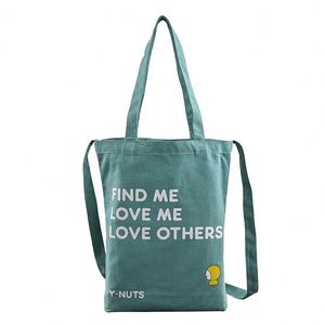Sac de transport à bandoulière, pochette en coton sur mesure, sac fourre-tout en toile imprimé couleur avec logo personnalisé - Product Image 1