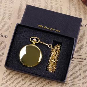 Coffret Cadeau <span class=keywords><strong>Montre</strong></span> de Poche en Quartz Doré de Luxe pour la Famille, Pendentif Collier Tendance Décontracté Unisexe, Montres à Chaîne de Poche avec Boîte - Product Image 3