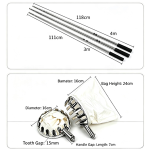 Cueilleur de fruits télescopique en acier inoxydable |   Outil de récolte à longue portée avec perche extensible |   Attrapeur de fruits de jardin pour utilisation en verger - Product Image 5