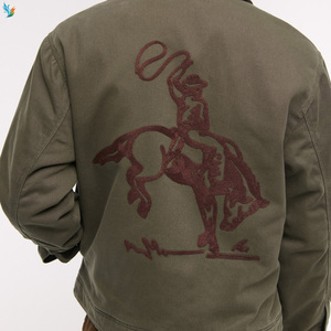 <span class=keywords><strong>Giacca</strong></span> di tela da lavoro lavata Vintage Casual in cotone 100% di moda personalizzata ricamata all'ingrosso - Product Image 2