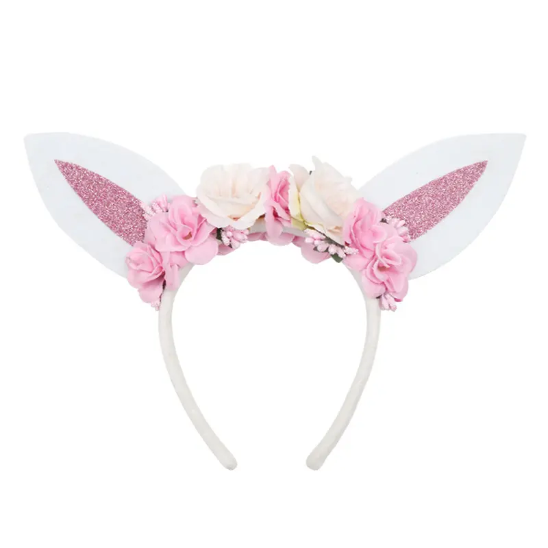 Easter bunny ear headband flower ear costume headpiece for girls cosplay festival party
