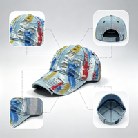 Casquette de baseball graffiti peinte à la main tendance streetwear en jean délavé et déchiré unisexe, chapeau de soleil, vente en gros