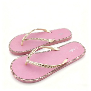 Women's Dressy Pink <b>Flip</b> <b>Flops</b> Rhinestone Jeweled Straps Bling Thong Sandals Spring Summer Wedding Beach Party Evening Fashion - Product Image 2