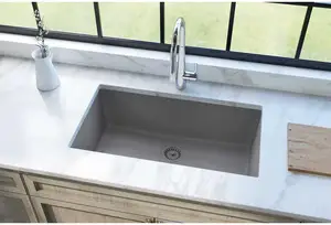White Granite Composite Kitchen Sink Single Bowl Undermount Bathroom Kitchen Sink Quartz Granite Sink