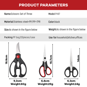 Đa-Chức Năng Nhiệm Vụ Nặng Nề Thép Không Gỉ Kéo Đặt Sắc Nét Nhà Bếp Văn Phòng Sinh Viên Thợ May Kéo Với PP Xử Lý - Product Image 3