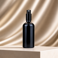 Flacon pulvérisateur en verre noir de 100 ml avec bouchon à vis et diffuseur à bâtonnets pour sérum de soin et huiles essentielles
