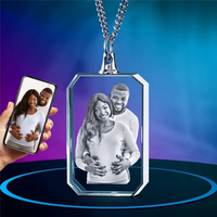 Porte-clés LED en cristal de marque Kaifa, vente en gros à bas prix, gravure laser personnalisée, photo 3D, en forme de cœur, portable, collier-porte-clés