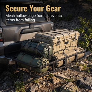 Porte-bagages de toit noir mat pour attelage, panier à bagages en maille robuste pour SUV et camion, sans modification pour le camping en extérieur et les voyages sur route - Product Image 6