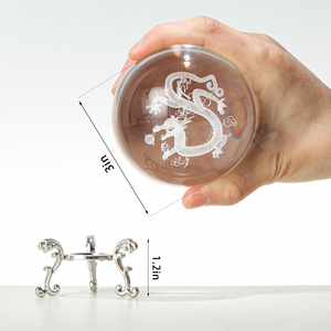 Sculpture intérieure laser 3D créative <span class=keywords><strong>boule</strong></span> <span class=keywords><strong>de</strong></span> <span class=keywords><strong>cristal</strong></span> Loong chinoise avec figurines <span class=keywords><strong>de</strong></span> <span class=keywords><strong>dragon</strong></span> en verre à base argentée en métal - Product Image 2