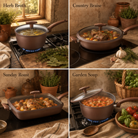 Batterie de cuisine moderne pour la maison Ensemble de casseroles en aluminium antiadhésif comprenant une casserole à sauce marmite à soupe avec une poêle à frire pour une cuisson facile