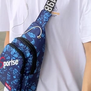 Bolso de Pecho de Lona Coreano de Moda para <span class=keywords><strong>Hombre</strong></span>, Bolso <span class=keywords><strong>Bandolera</strong></span> Deportivo de un Solo Hombro, Diseño de Bloques de Color con Correa Ancha, Impermeable - Product Image 3