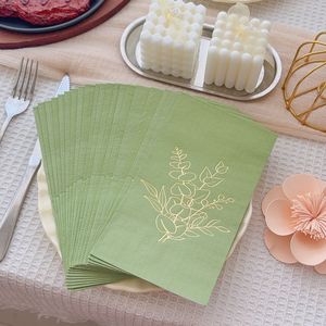 Green Gold Foil Printed Paper Napkins 330mmx400mm For Parties And Gatherings Disposable Premium Napkins - Product Image 2