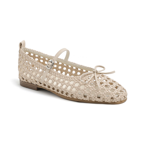 WETKISS Zapatos Planos Tejidos Vintage Personalizados para Mujer, Elegantes Zapatos Mary Jane con Diseño Calado, Cómodos Zapatos Planos Tipo Bailarina, Elegantes Zapatos de Tacón Bajo Estilo Romano - Product Image 1