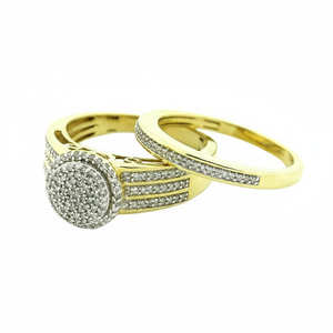 Anillo de boda de compromiso de racimo con tachuelas de diamantes redondos reales brillantes de oro amarillo de 10K para mujer, producto de joyería - Product Image 2